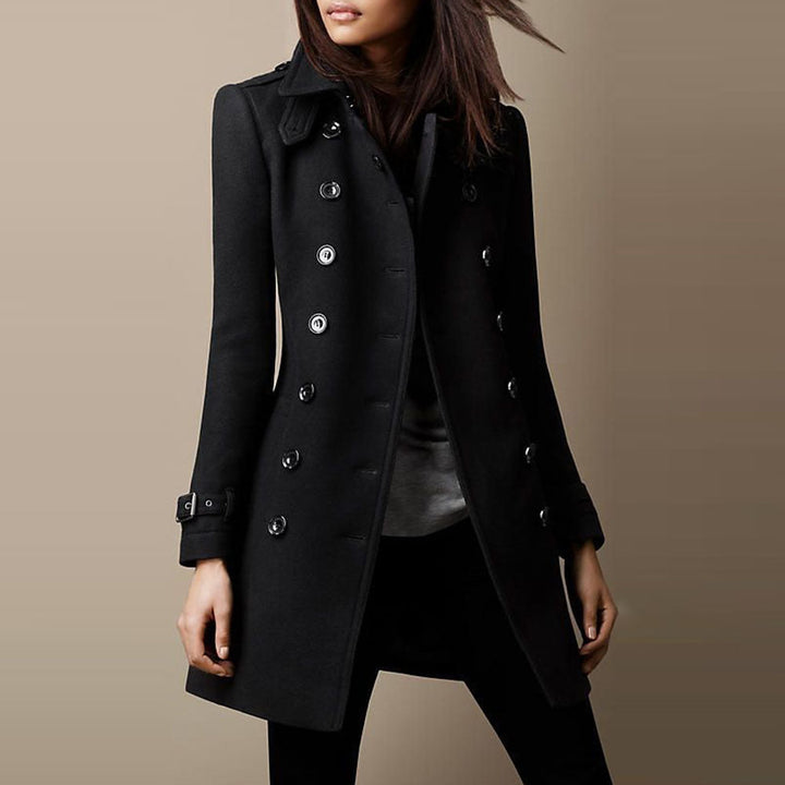 Zuria | Eleganter langer Wintermantel mit Knopfleiste