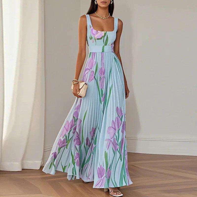 Bethany | Vestido comprido de corte em A – estampado floral para mulher