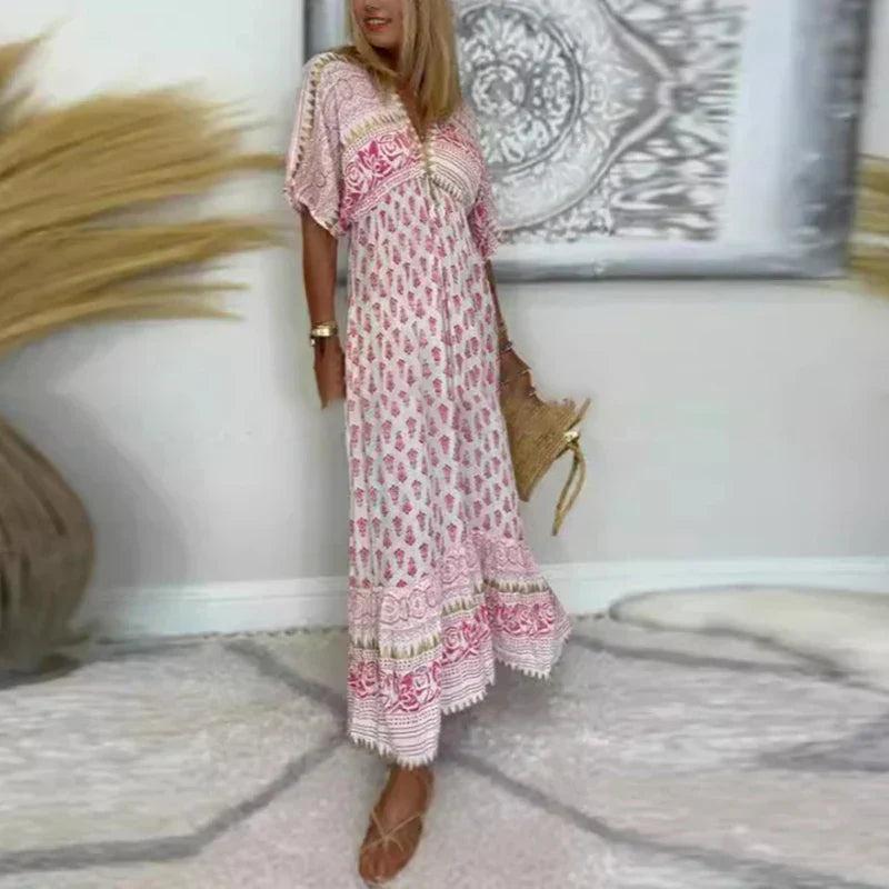 Francesca | Abito lungo con stampa boho