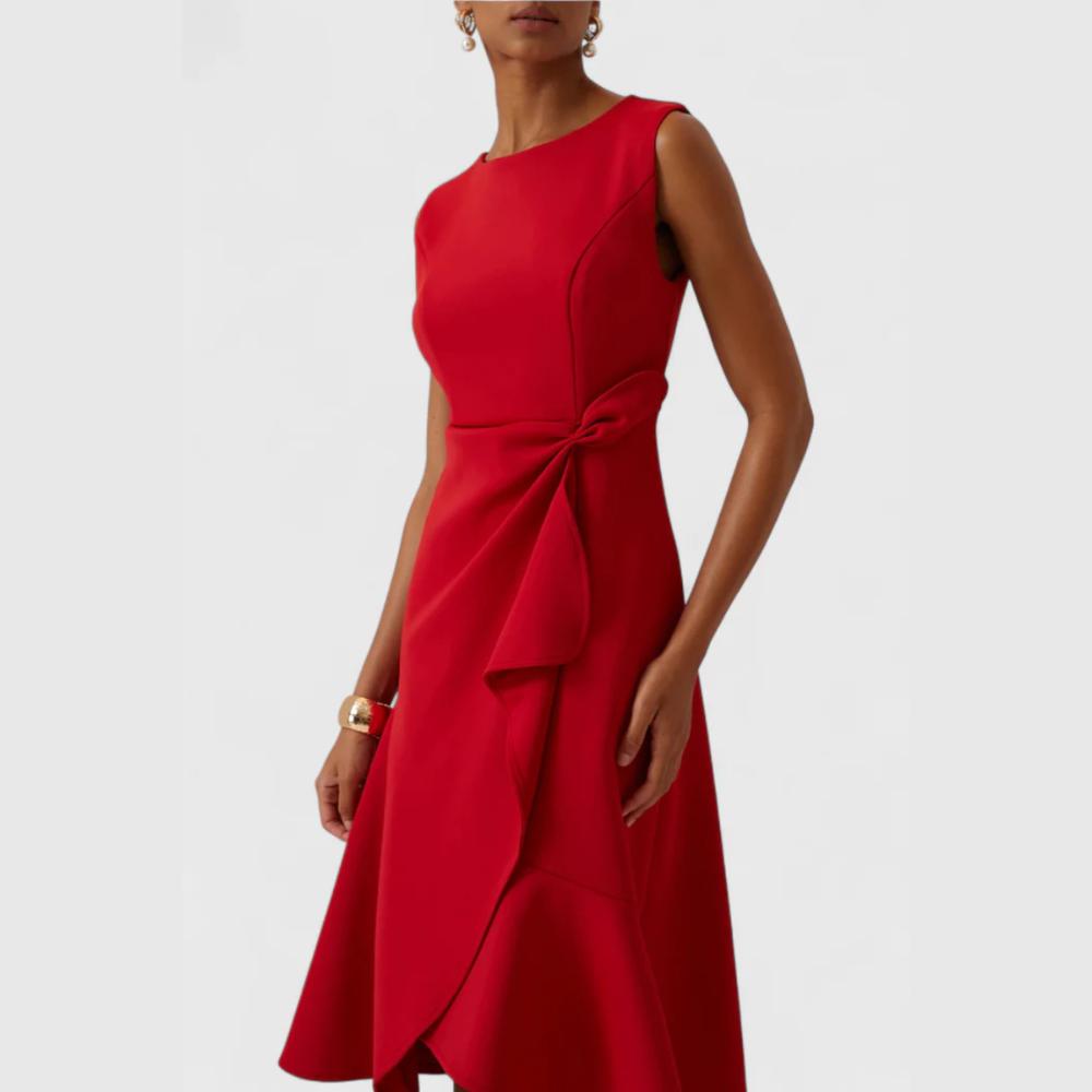 Scarlett | Abito midi asimmetrico drappeggiato