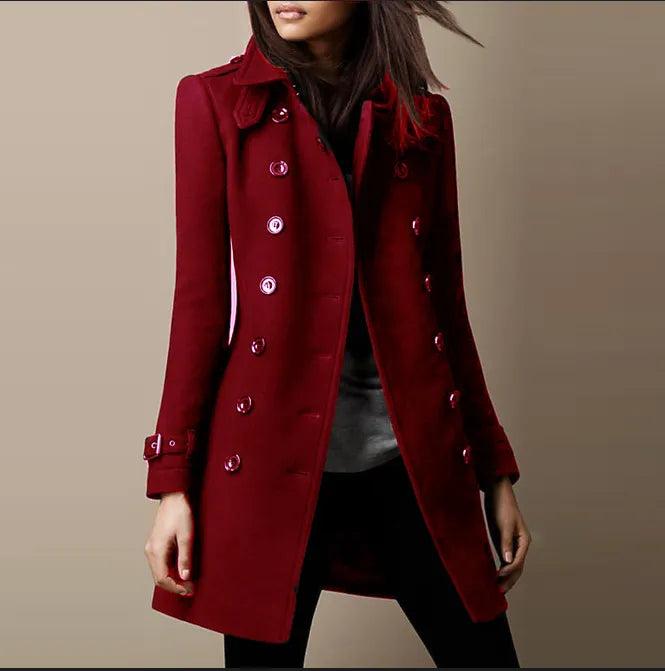 Zuria | Eleganter langer Wintermantel mit Knopfleiste