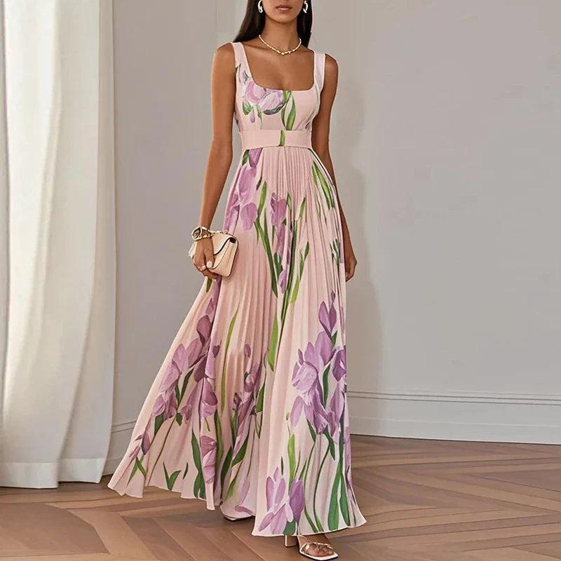 Bethany | Vestido comprido de corte em A – estampado floral para mulher
