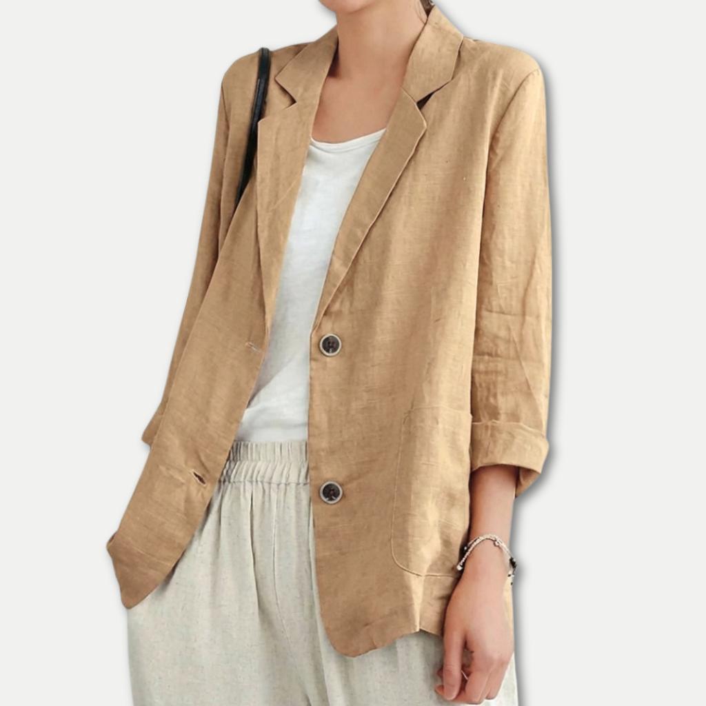 Blakely | Blazer met relaxte pasvorm en linnenmix voor moeiteloze zomerse laagjes