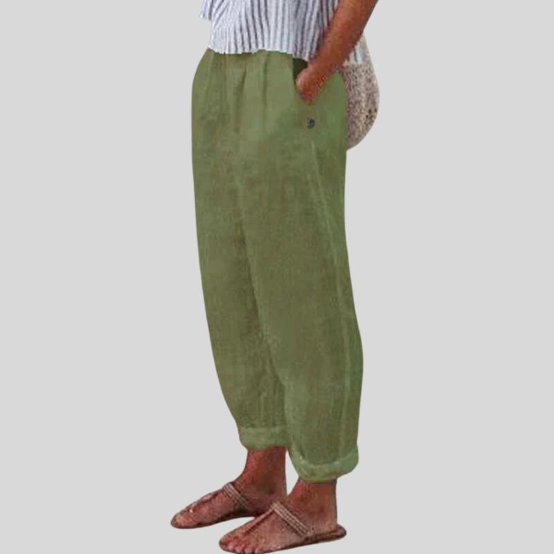 Emma | Pantaloni in lino da donna con orlo ripiegato