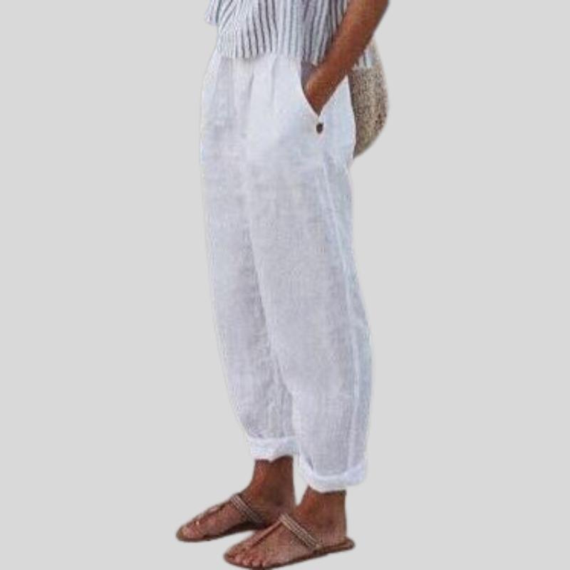 Emma | Pantaloni in lino da donna con orlo ripiegato