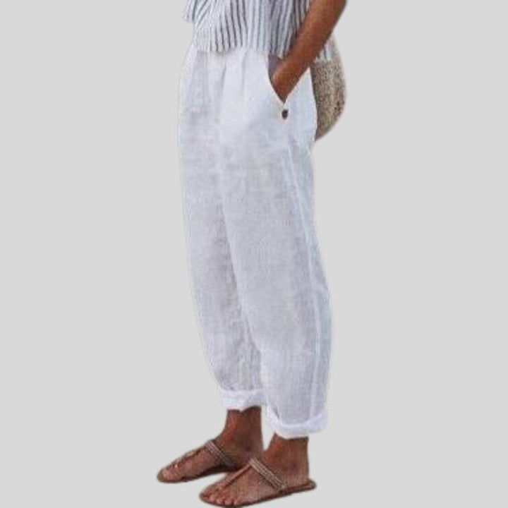 Emma | Pantaloni in lino da donna con orlo ripiegato