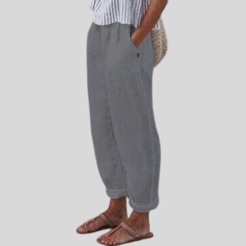 Emma | Pantaloni in lino da donna con orlo ripiegato