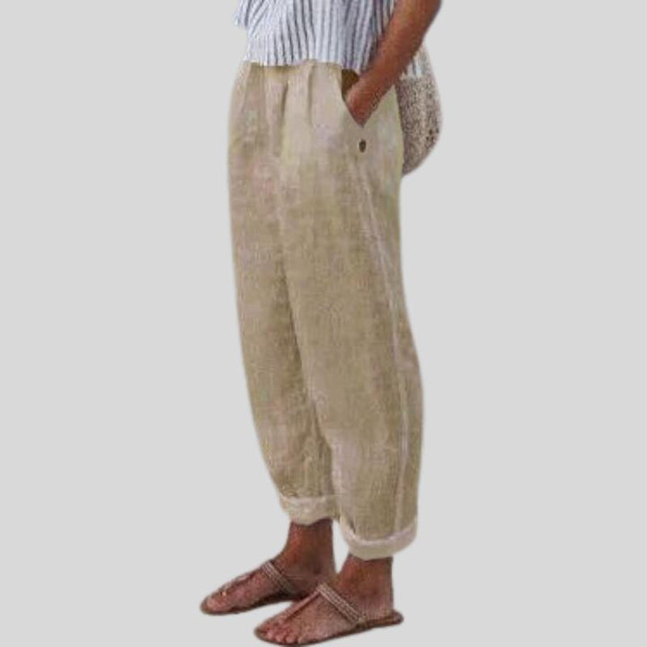 Emma | Pantaloni in lino da donna con orlo ripiegato