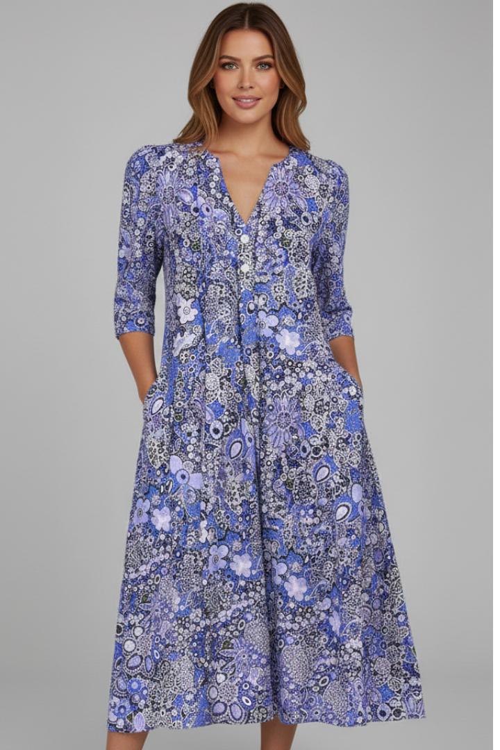 Keely | Robe midi à manches trois quarts pour femme