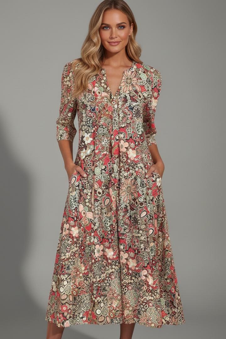 Keely | Robe midi à manches trois quarts pour femme