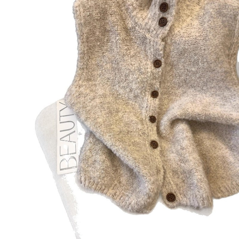 Sophie | Ribbed Collar Sleeveless Cardigan