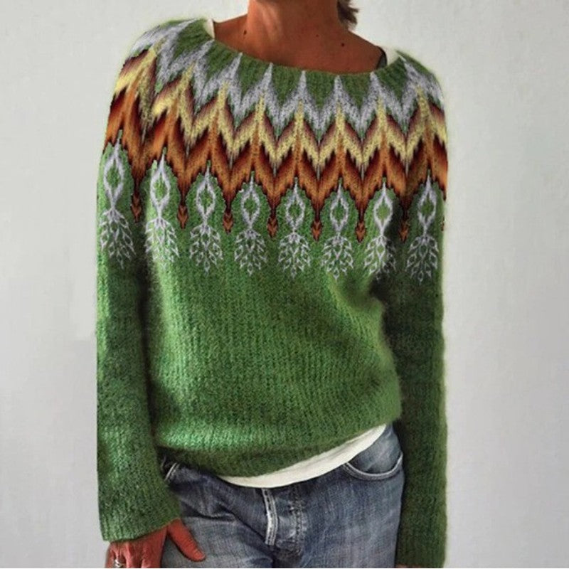 Mae | Colorblocked Yoke Relaxed Sweater