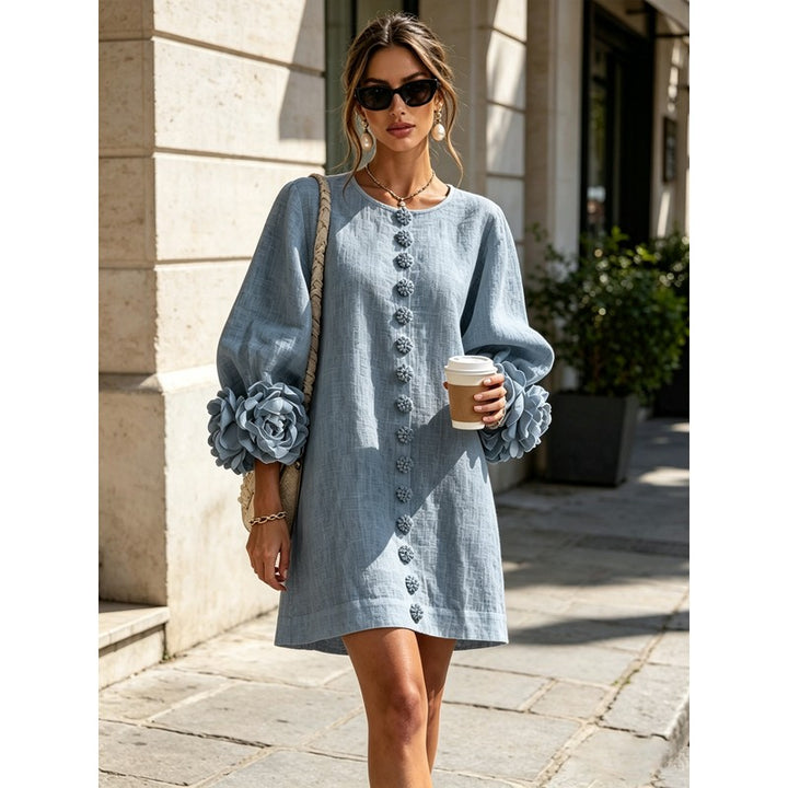 Anita | Floral Appliqué Cuffs and Button Front