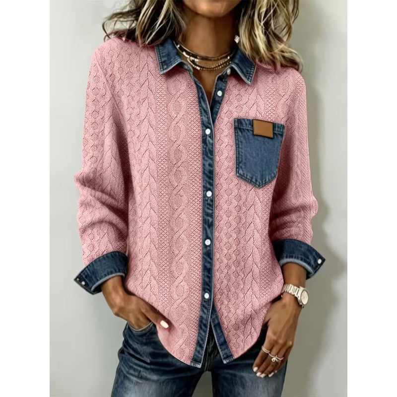 Rowan | Camicia con pannelli intrecciati e bordi a contrasto