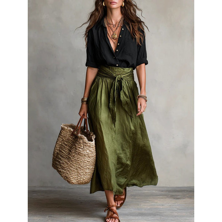 Women's Coralie | Button-Front Shirt and Tie-Waist Skirt Set