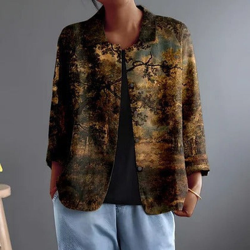 Fiorenza | Painterly Landscape Print Relaxed Blouse