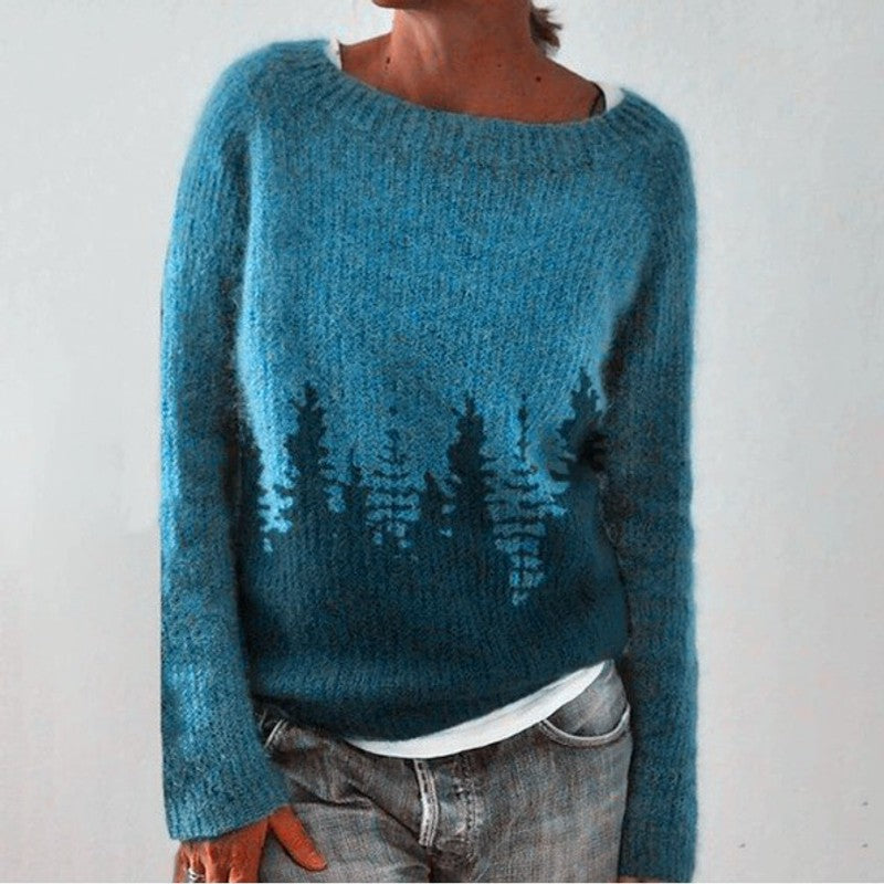 Mira | Scandinavian-Knit Forest Motif Sweater