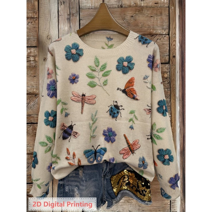 Elsie | Relaxed Fit Botanical Print Sweater