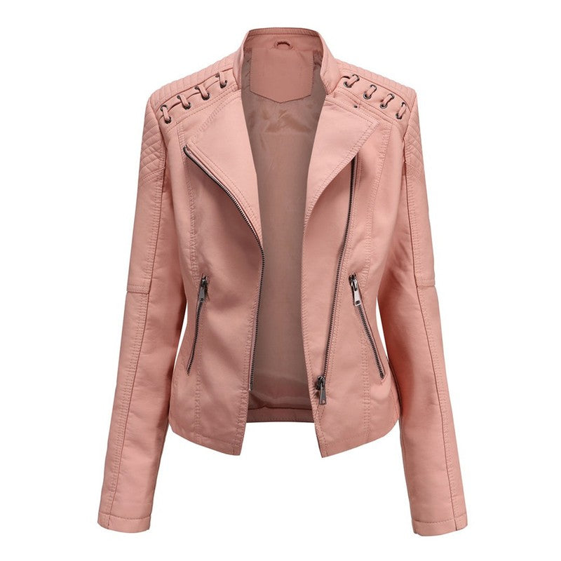 Jessica | Motojack met ruitvormige doorgestikte details