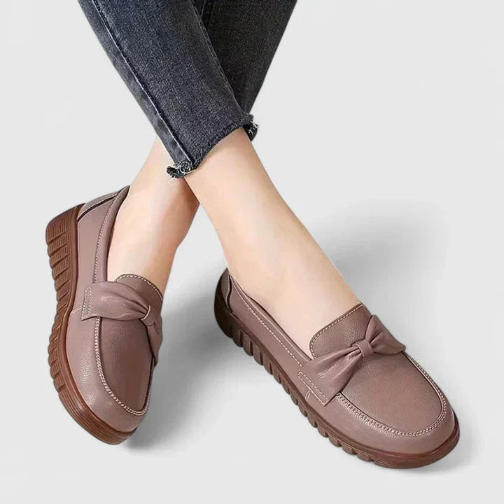 Women Mau | Round Toe Bow Loafers