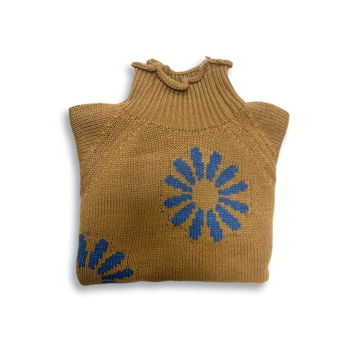 Freya | High Neck Floral Knit Sweater