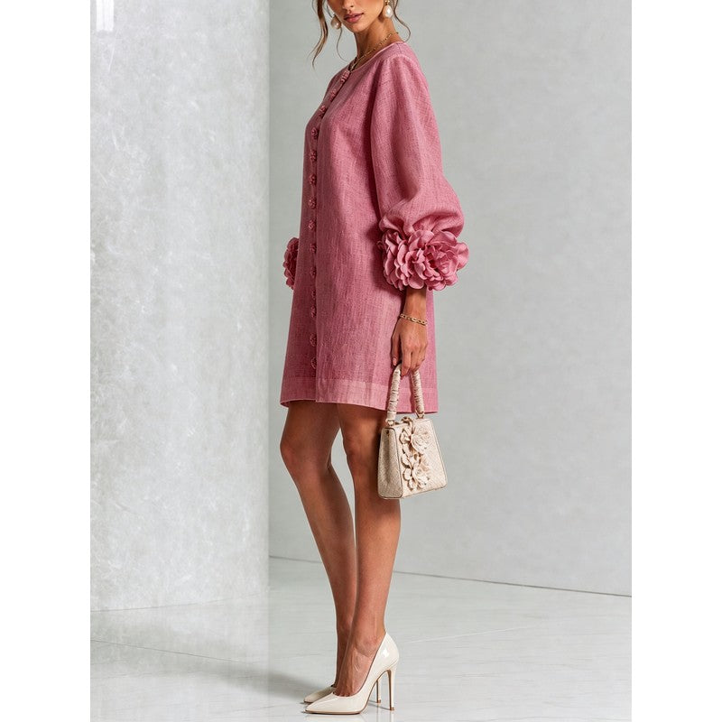 Anita | Floral Appliqué Cuffs and Button Front