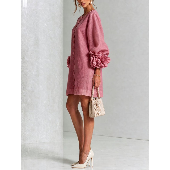 Anita | Floral Appliqué Cuffs and Button Front