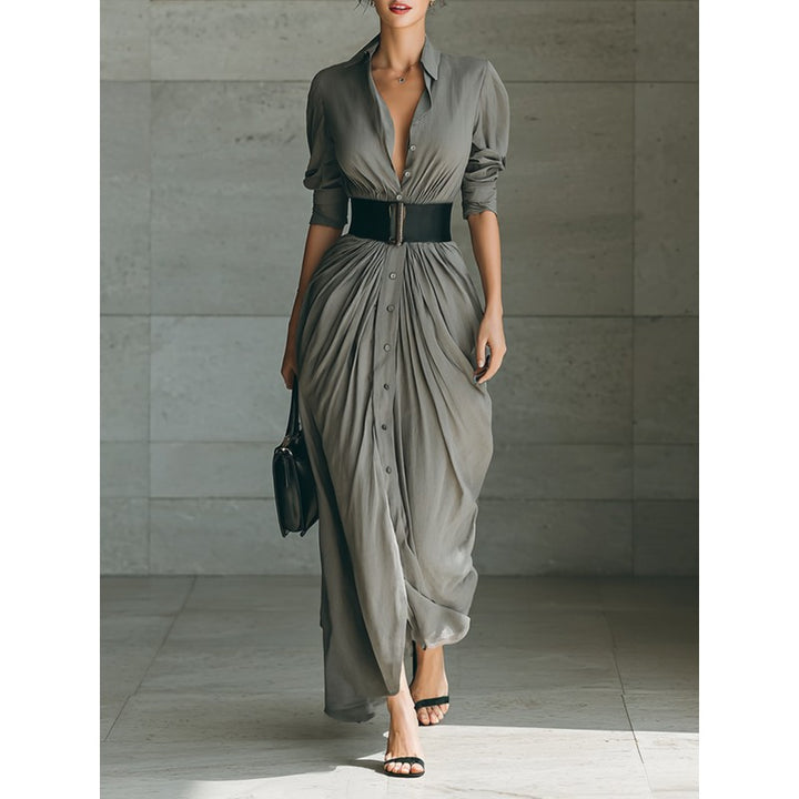 Zahara | Pleated Draped Maxi Dress