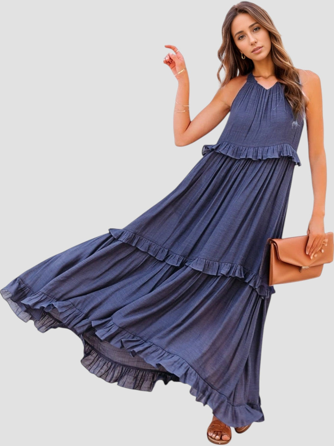 Selah | Ruffled Halter Midi Dress