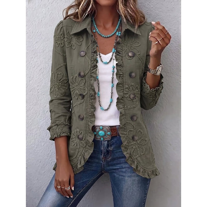 Louise | Floral Embroidered Ruffle-Trim Jacket