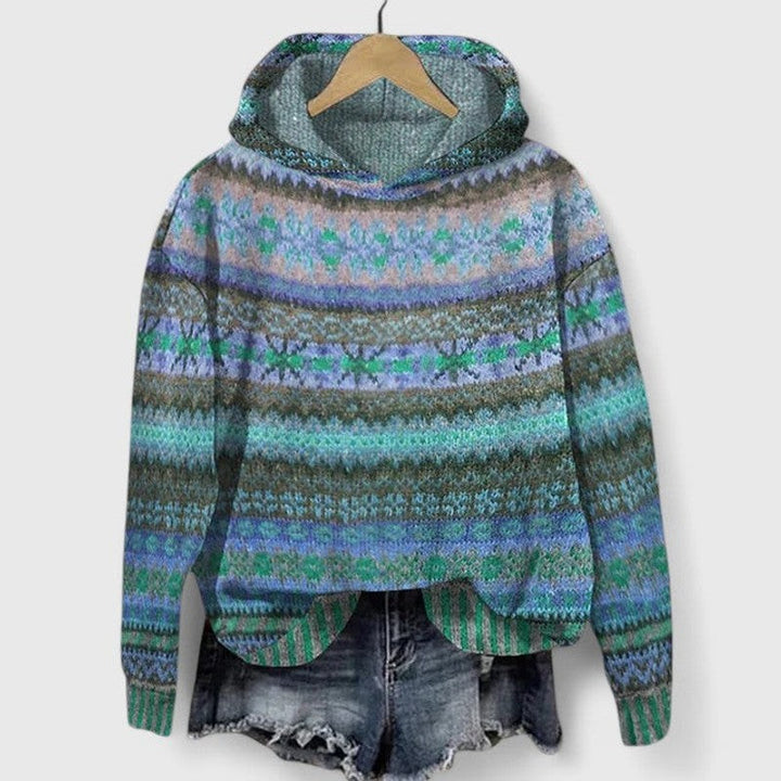 Elyvanyah | Retro Jacquard Hooded Sweatshirt