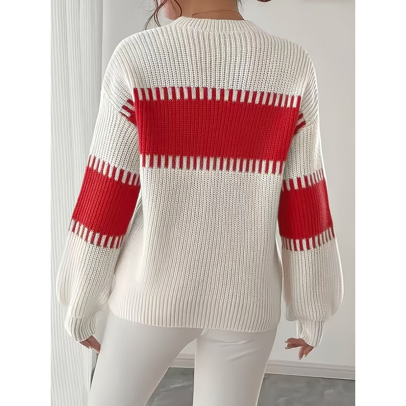Clara | Colour-Block Striped Cropped Pullover