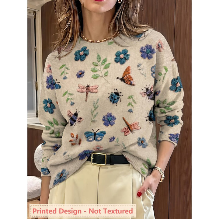 Elsie | Relaxed Fit Botanical Print Sweater
