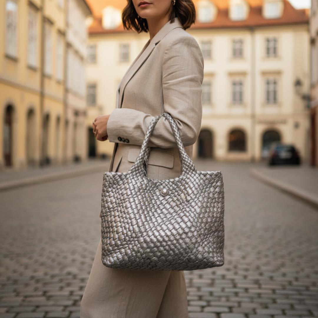 Avery | Geflochtene Leder-Shopper-Tasche