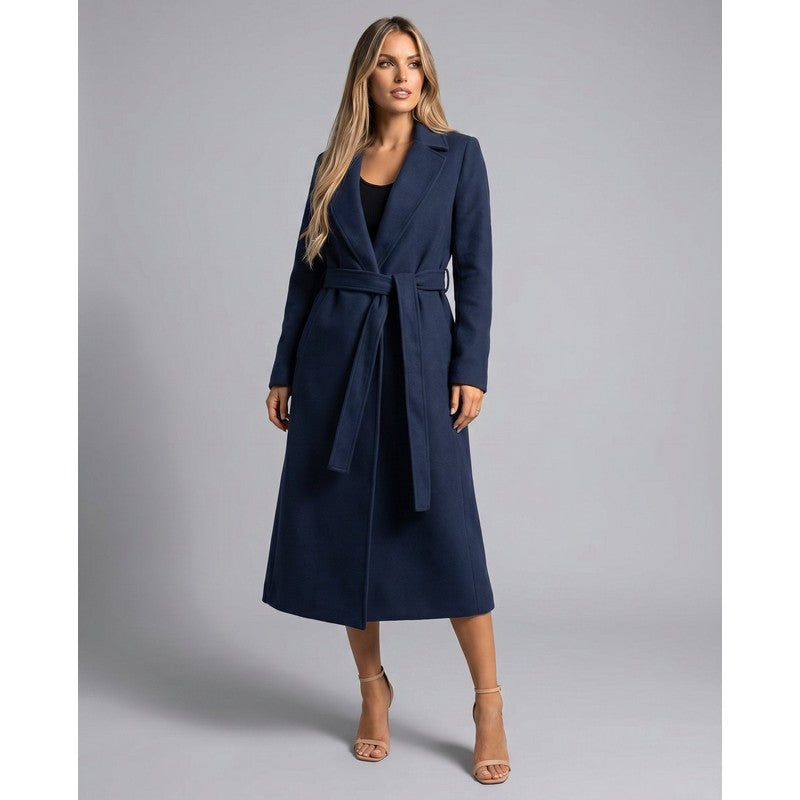Josie | Belted Lapel Collar Long Coat