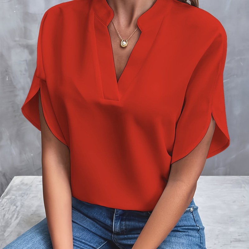 Sophie | Notch Neckline Flowing Blouse