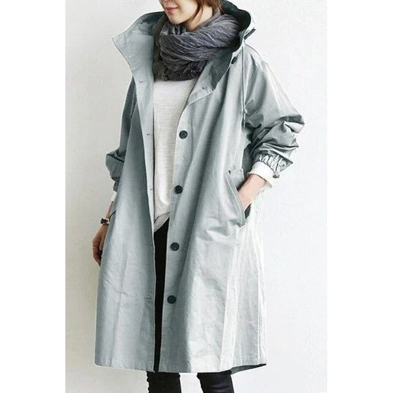 Women's Oversized Hooded Button-Front Coat