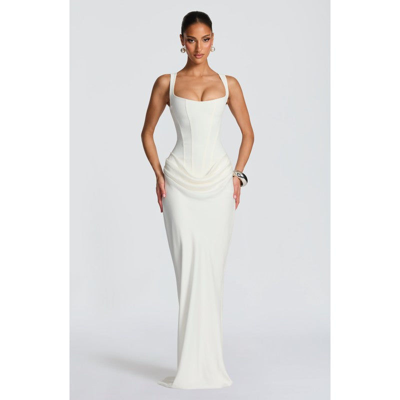Leonor | Structured Square-Neck Maxi Dress