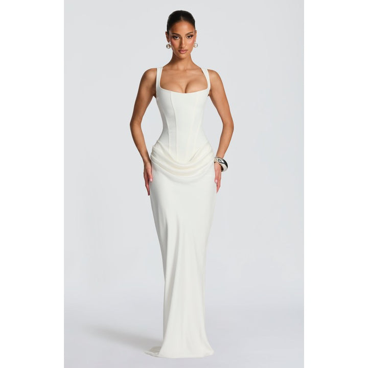 Leonor | Structured Square-Neck Maxi Dress
