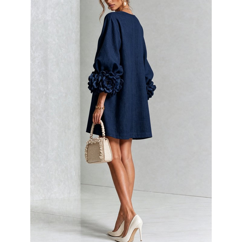 Anita | Floral Appliqué Cuffs and Button Front
