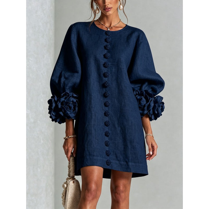 Anita | Floral Appliqué Cuffs and Button Front