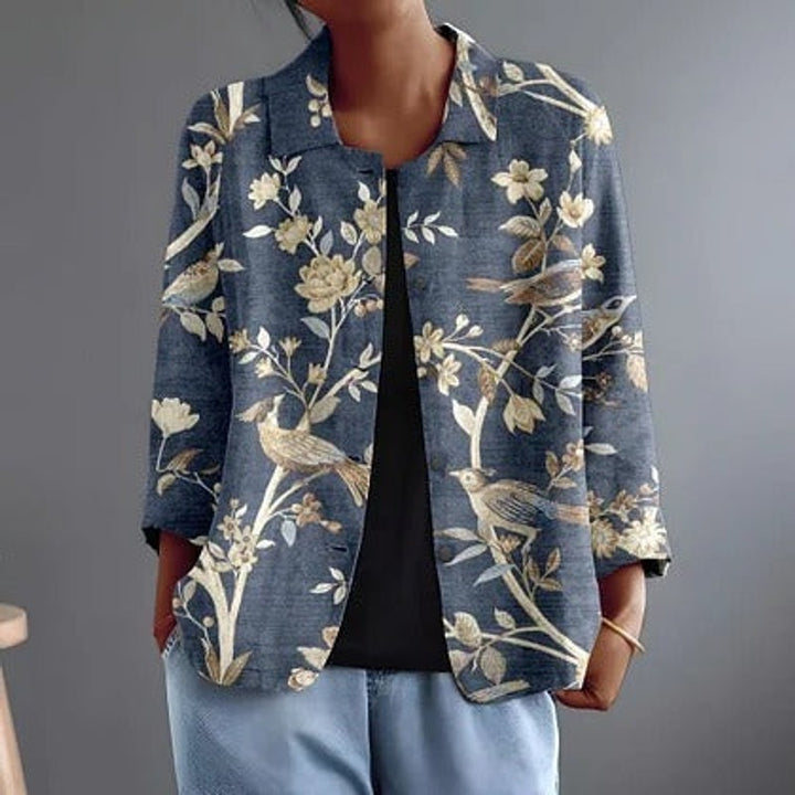 Oriella | Printed Point-Collar Blouse