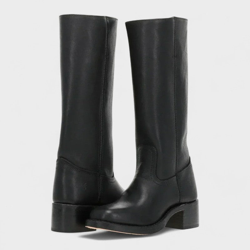 Rhonda | Distressed Knee-High Boots with Block Heel