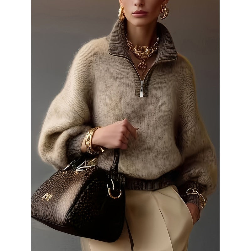 Olivia | Half-Zip Knit Sweater