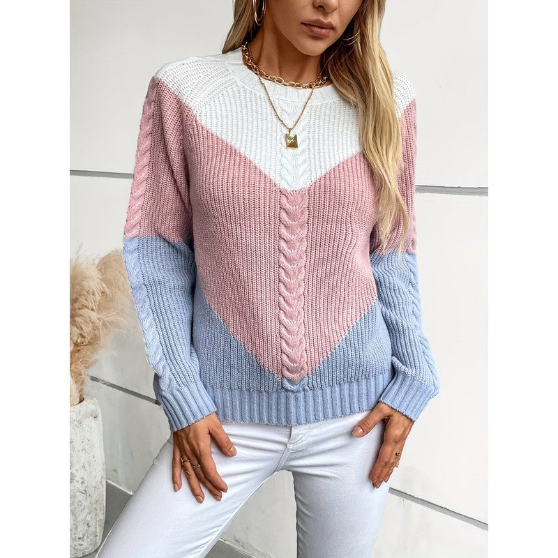 Matilda | Colorblock Cable-Knit Sweater