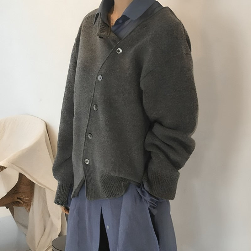 Women's Cardigan | Asymmetrical Button-Front Knit