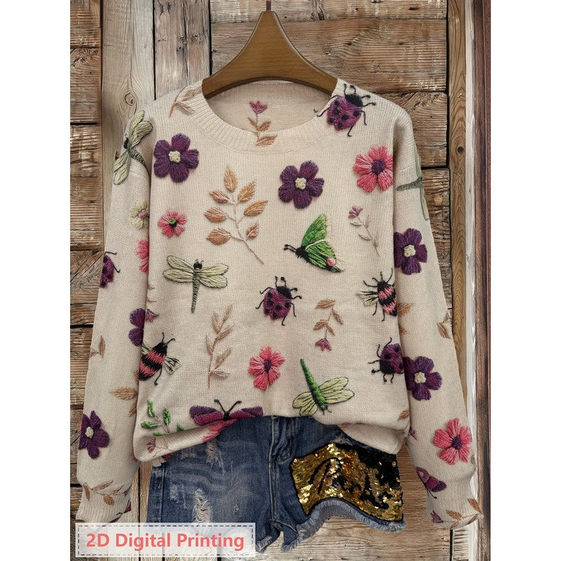 Elsie | Relaxed Fit Botanical Print Sweater