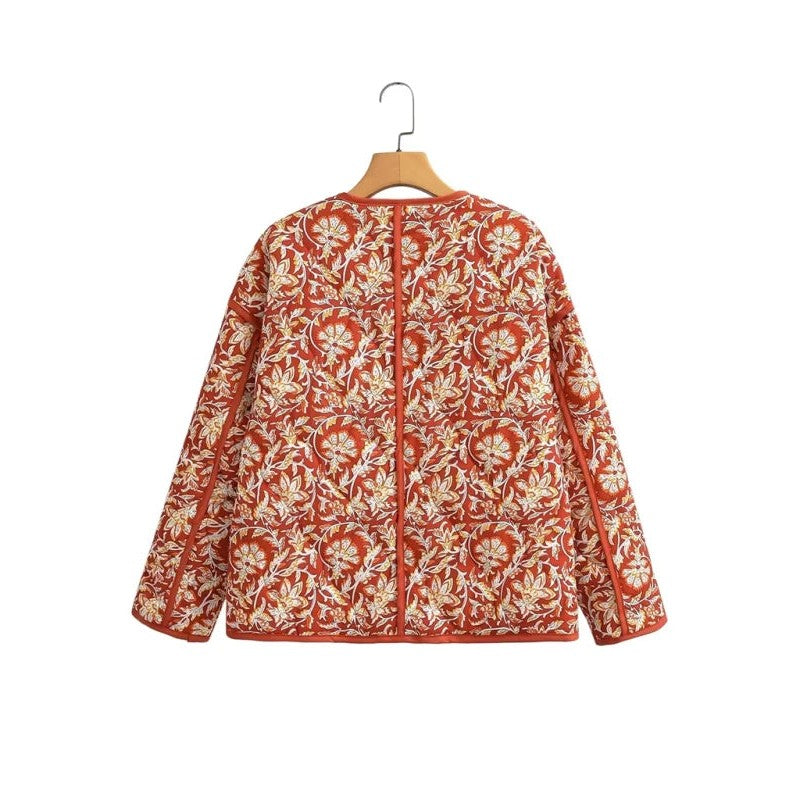 Ivy | Quilted Floral Zip-Front Jacket