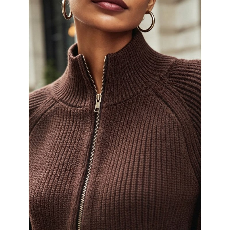 Gwyneth | Cropped Zip-Up Knit Cardigan