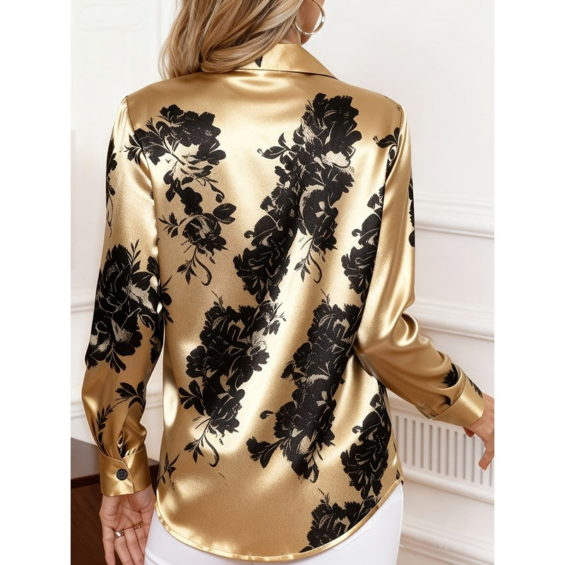 Cecily | Floral-Print Relaxed-Fit Button-Front Blouse
